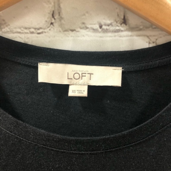 Ann Taylor Loft Ruffled Short Sleeve Top Black Size XS - Picture 5 of 7